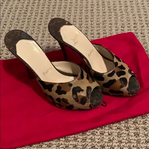 Christian Louboutin Leopard Print Hair Mules 37.5 - Picture 11 of 12